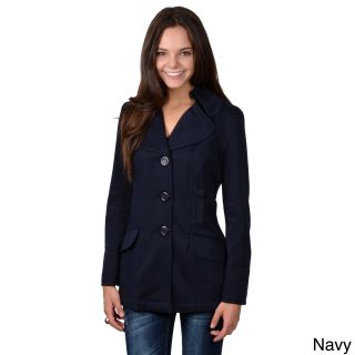 Journee Collection Journee Collection Juniors Single Breasted Fleece Lined Coat Navy Size L (12  14)