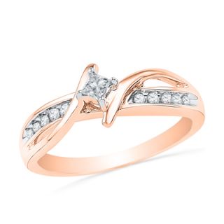 CT. T.W. Princess Cut Diamond Bypass Promise Ring in 10K Rose Gold