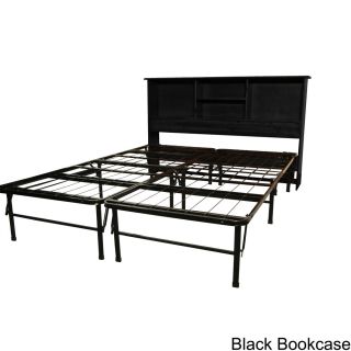 Durabed King size Steel Foldable Platform Bed With Solid Bookcase Headboard