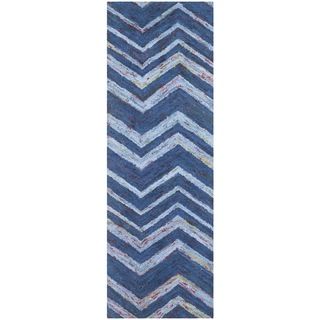 Safavieh Handmade Nantucket Blue/ Multi Cotton Rug (23 X 7)