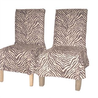 Zebra Print Microsuede Dining Chair Covers (set Of 2)
