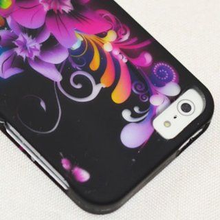 Purple Flower Butterfly 2 Piece Snap On Hard Case Cover Protector Combo Set + Screen Protector Film for Apple iPhone 5 Cell Phones & Accessories