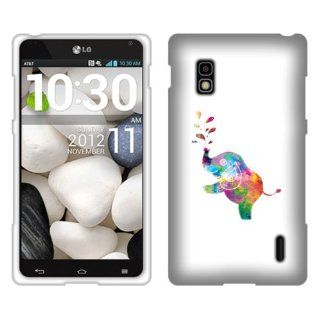 Fincibo (TM) LG Optimus G E970 Protector Hard Snap On Crystal Cover Case   Colorful Elephant, Front And Back Cell Phones & Accessories