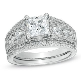 10 CT. T.W. Princess Cut Diamond Bridal Set in 14K White Gold