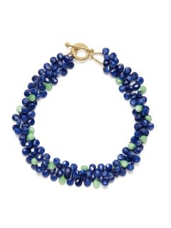 Navy Blue & Mint Green Quartz Double Strand Necklace by KEP