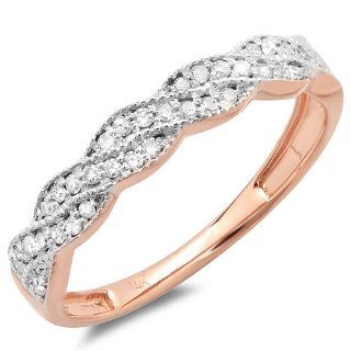 0.25 Carat (ctw) Round Diamond Ladies Anniversary Wedding Stackable Band Swirl Ring 1/4 CT Jewelry
