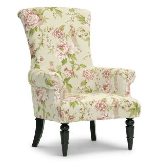 Baxton Studio Kimmett Beige And Pink Linen Floral Accent Chairs (set Of Two)
