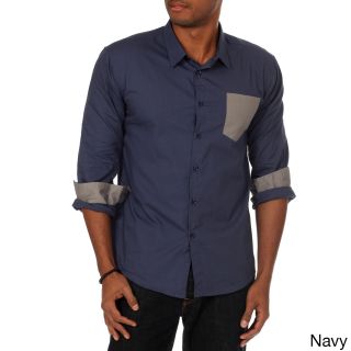 Oxymoron Oxymoron Mens Slim Fit Contrast Pocket Shirt Navy Size M