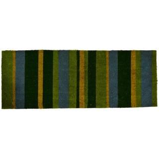 Outdoor Coconut Fiber Green Stripes Door Mat (4 X 16)