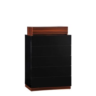 Global Furniture Usa Black And Zebra Walnut Chest Black Size 5 drawer