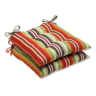 Pillow Perfect Outdoor Roxen Stripe Citrus Wrought Iron Seat Cushion (set Of 2)