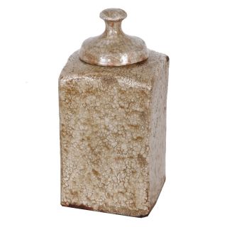 Antiqued Amber Lidded Ceramic Vase