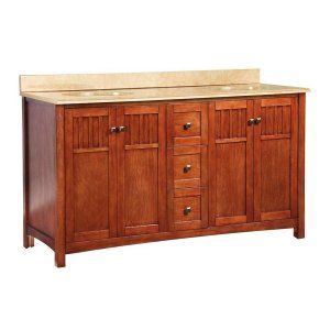 Foremost KNCASEO6122D Nutmeg Knoxville 61 Double Basin Vanity with Vanity Top