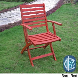International Caravan Acacia Folding Ladder Back Armchairs (set Of 2) Red Size 2 Piece Sets