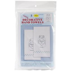 Stamped White Decorative Hand Towel 17 X28 One Pair   Mason Jar