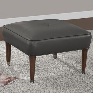 Kellly 25 inch Mid century Charcoal Bonded Tufted Ottoman