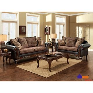 Furniture Of America San Rozue 2 piece Fabric/ Leatherette Sofa And Loveseat Set