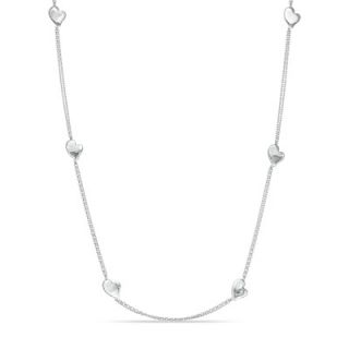 Heart Station Necklace in Sterling Silver   36   Zales