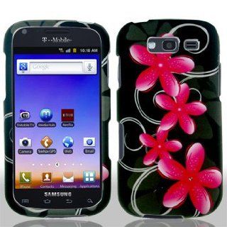 Samsung Galaxy Blaze 4G 4 G T769 T 769 Black with Pink Floral Flowers Black Swirl Vines Design Snap On Hard Protective Cover Case Cell Phone Cell Phones & Accessories