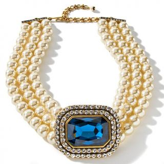 Heidi Daus "Tailored to Please" Triple Strand Simulated Pearl Necklac