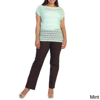 Hadari Womens Plus Size Casual Geometric Light knit Top