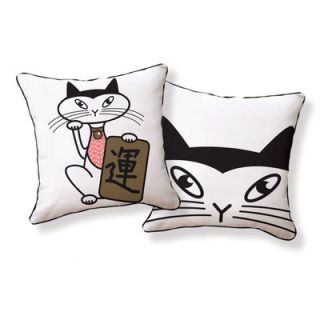 Naked Decor Japanese Lucky Cat Double Sided Cotton Pillow japanese lucky cat
