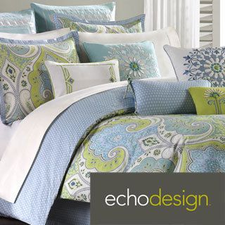 Echo Sardinia Cotton 3 piece Comforter Set With Optional Euro Sham Sold Separately