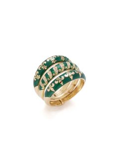 Estate Set Of 3 Green Enamel & Diamond Rings by Estate Fine Jewelry