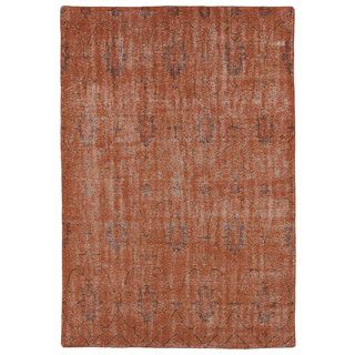 Hand knotted Vintage Replica Orange Wool Rug (40 X 60)