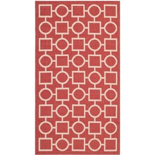 Safavieh Contemporary Indoor/ Outdoor Courtyard Red/ Bone Rug (27 X 5)