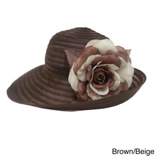 Swan Hat Swan Hat Womens Organza Packable Bucket Hat With Floral Applique Brown Size Adjustable