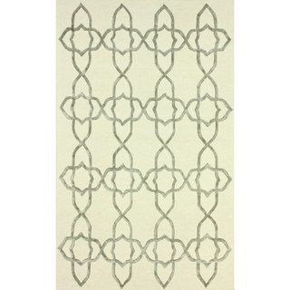 Nuloom Handmade Wool/ Viscose Trellis Silver Area Rug (76 X 96)