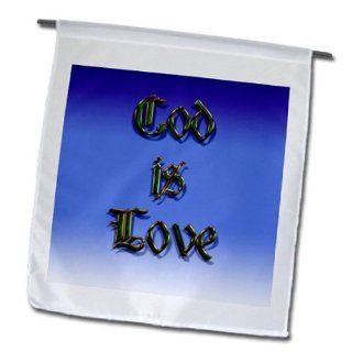fl_110040_1 777images Designs Christian   God is Love, Text art with Old English text, looks like fine jewelry, jade marble print gold trim   Flags   12 x 18 inch Garden Flag  Outdoor Flags  Patio, Lawn & Garden