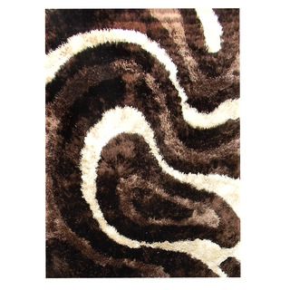 Hand tufted Abstract Wave Chocolate Area Rug (5 X 7)