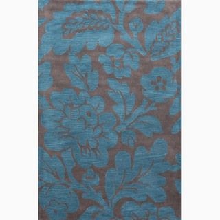 Hand made Blue/ Gray Wool Durable Rug (8x11)
