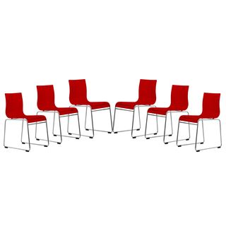Moreno Transparent Red Acrylic Modern Chair (set Of 6)