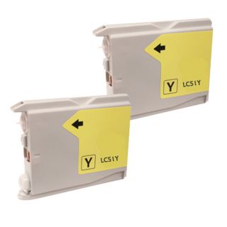 Brother Lc51 Compatible Yellow Ink Cartridge (remanufactured) (pack Of 2)