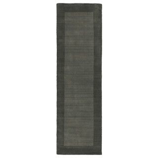 Hand tufted Borders Grey Wool Rug (26 X 89)
