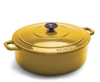 World Cuisine Oval Enamel Cast Iron Dutch Oven 8 Quart with Lid, Yellow Kitchen & Dining