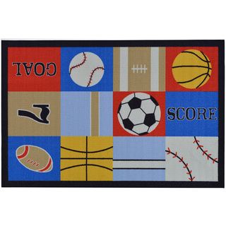 Childrens Sports Design Multicolor Area Rug (5 X 66)