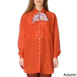 American Apparel American Apparel Womens Oversized Chiffon Button up Shirt (one Size) Orange Size One Size Fits Most