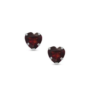 0mm Heart Shaped Garnet Stud Earrings in 14K White Gold   Zales