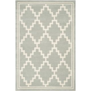 Safavieh Handmade Moroccan Chatham Geometric pattern Gray/ Ivory Wool Rug (4 X 6)