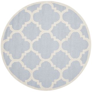 Safavieh Handmade Moroccan Cambridge Geometric Light Blue/ Ivory Wool Rug (6 Round)