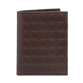Salvatore Ferragamo Brown Embossed Leather Bi fold Wallet