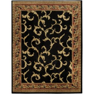Pasha Collection Floral Traditional Black Ivory 710 X 106 Area Rug