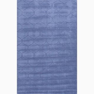 Hand made Blue Wool Textured Rug (5x8)