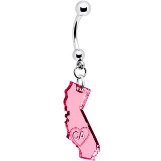 Pink State of California Belly Ring Jewelry