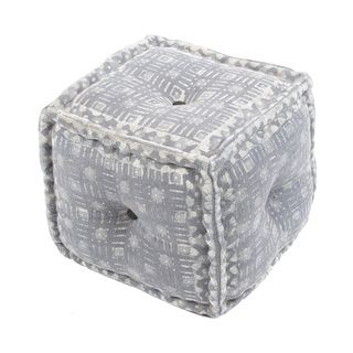 Modern Gray Cube Shape Cotton (16x16x16) Pouf