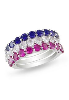 Amour U7500586270 5  Jewelry,5 TCW Rhodium Plated Sterling Silver Gemstone Stack Ring, Fine Jewelry Amour Rings Jewelry